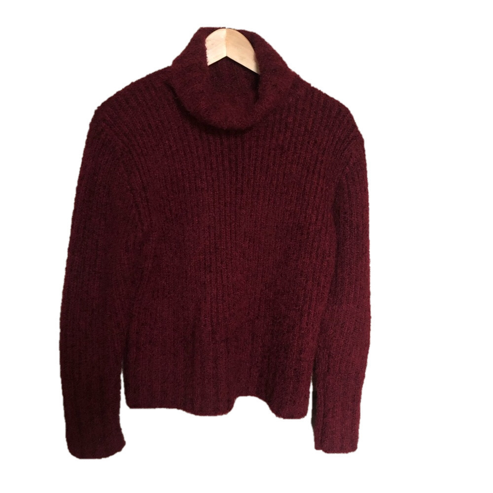 90s Wool and Mohair Blend Cropped Cowl Neck Sweater Large